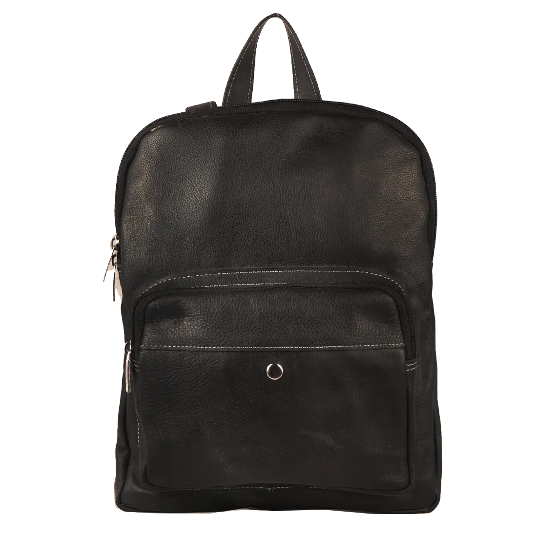 Raw Leather Mini Backpack Black