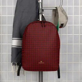 Red Buffalo Backpack, Plaid Print Designer Minimalist School Laptop Travel Backpack- Made in EU