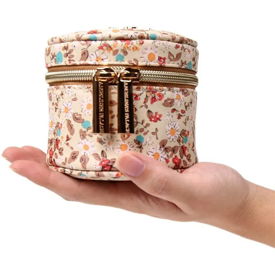 Round Jewelry Case Blossom Tan