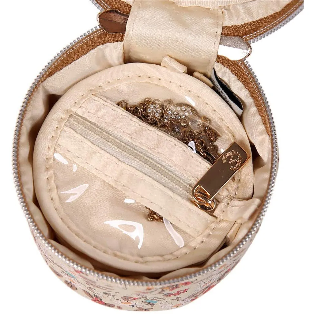 Round Jewelry Case Blossom Tan