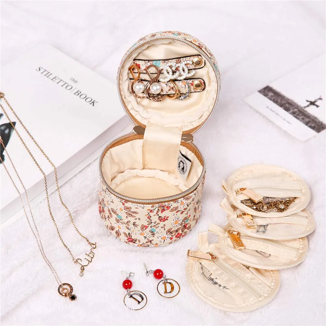 Round Jewelry Case Blossom Tan