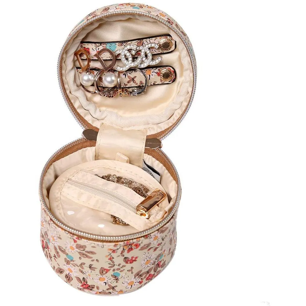 Round Jewelry Case Blossom Tan