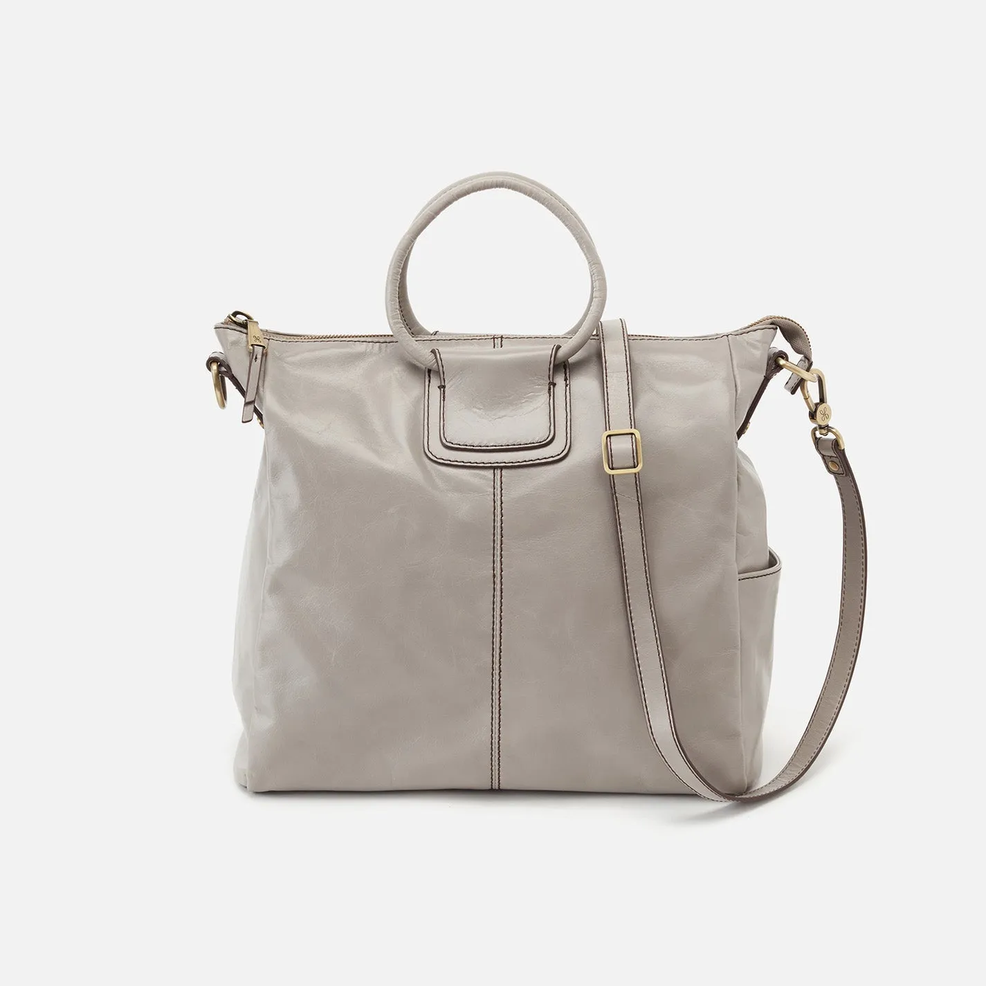 Sheila Large Satchel in Polished Leather - Driftwood