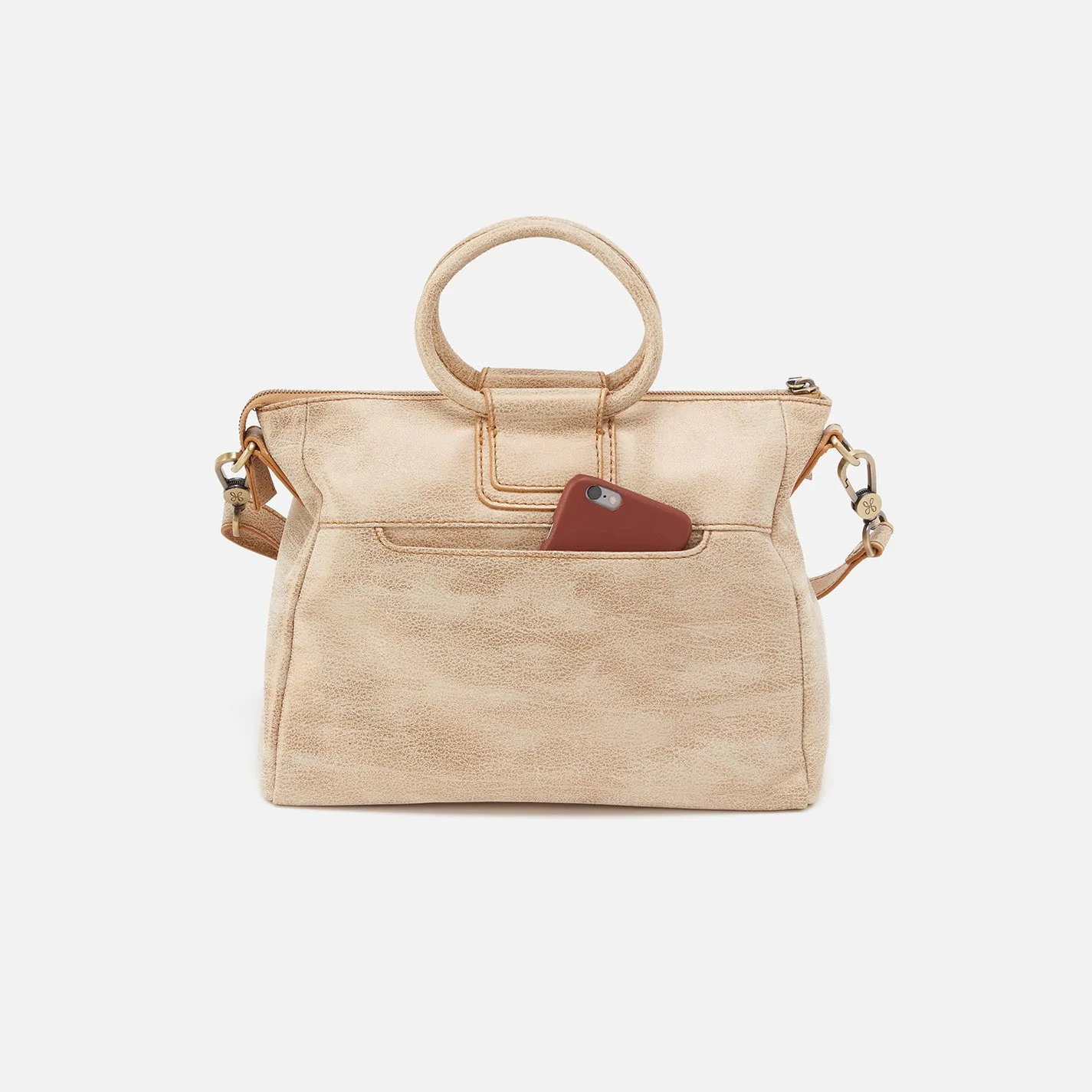 Sheila Medium Satchel In Metallic Leather - Gold Leaf