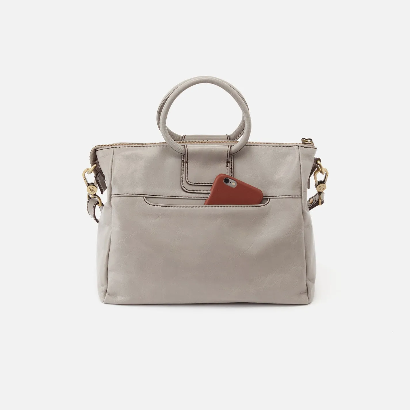 Sheila Medium Satchel in Polished Leather - Driftwood