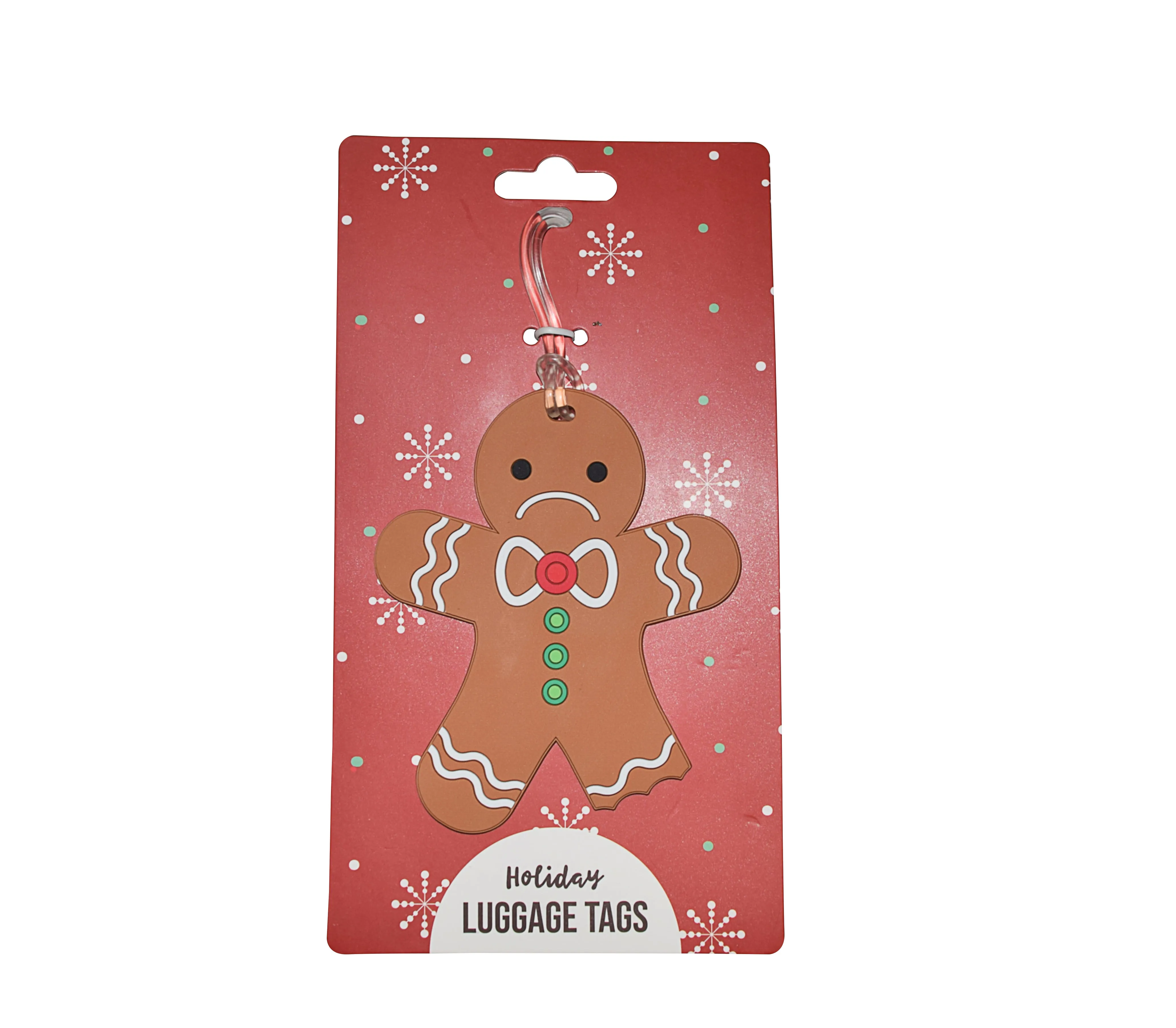 Silicone Holiday Luggage Tag Sad Gingerbread