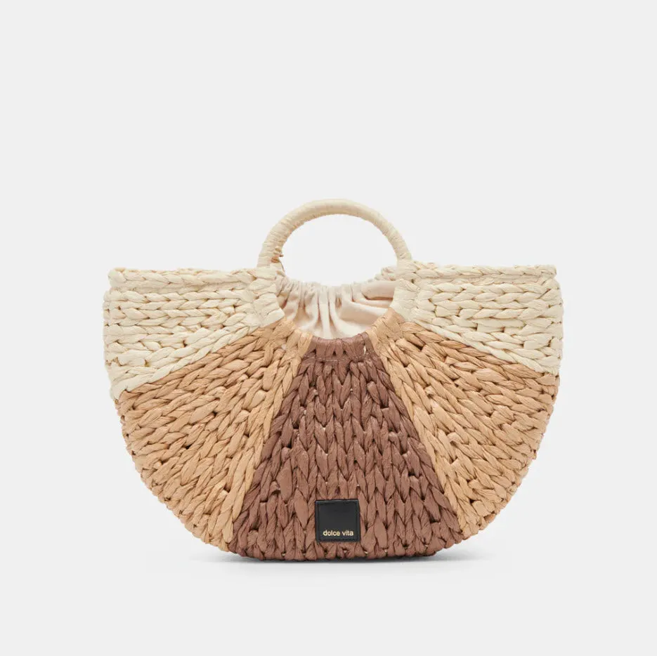 The Circle Handle Straw Bag in Natural