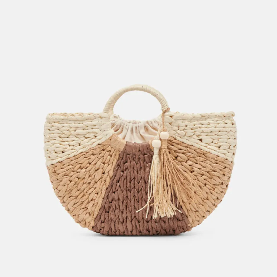 The Circle Handle Straw Bag in Natural