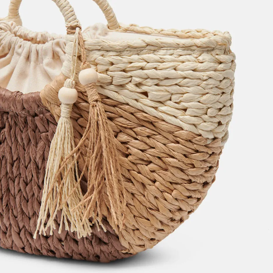 The Circle Handle Straw Bag in Natural